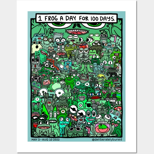 100 Frogs Wall Art by Deliberately Buried